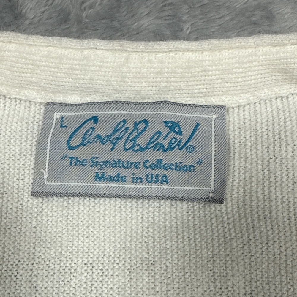 Vintage Arnold Palmer Signature Collection Cardigan Sweater Mens Large Ivory USA - Picture 3 of 15